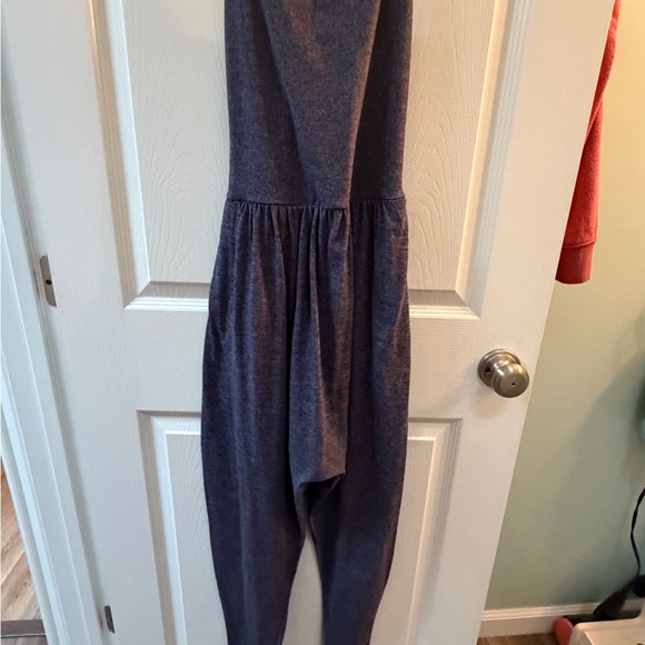 Imbodhi Pants - Casual Heather Navy Blue Women's Jumpsuit with Gathered Waist